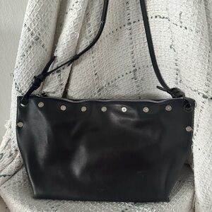 Authentic -cert In Pic-Celine Black Silver Shoulder Bag with Studded Detail